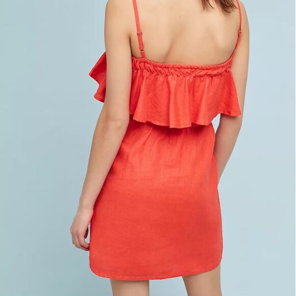 Faithfull The Brand Ruffled Linen Dress Size 6 - Picture 4 of 11